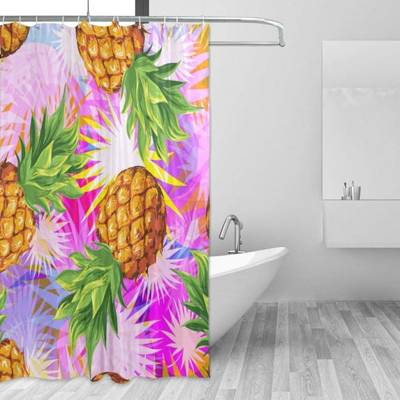 Coolnut Watercolor Pineapples Bath Shower Curtain Liners 72x72in 100% Polyester Waterproof with Curtain Hook