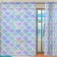 thumbnail image 1 of Coolnut Watercolor Rainbow Scales Sheer Gauze Door Curtain Window Curtain Drapes for Living Room Kids Bedroom Window Treatment W55 x L84 In 2 Panels, 1 of 3
