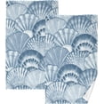 thumbnail image 1 of Coolnut Watercolor Seashell Blue Patterned Hand Towels 2 PCS, Cotton Bath Towel for Drying Face Hands Body Decorative Water Absorbent Lightweight Towels for Bathroom Ktichen Travel Gym, 16"x28", 1 of 6