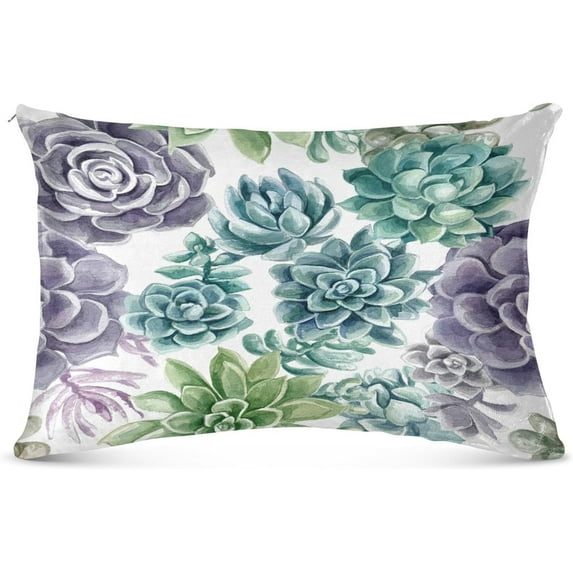 Coolnut Watercolor Succulents Pillowcase Queen Size, Super Soft Pillow Shams Covers, Plush Cozy Pillow Cases with Zipper, 20" X 30"(588) Home Decor Gifts