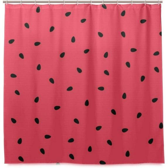 Coolnut Watermelon Black Seeds Bath Shower Curtain Liners 72"x72", Polyester Waterproof Bath Curtains with Hooks for Bathroom Decoration