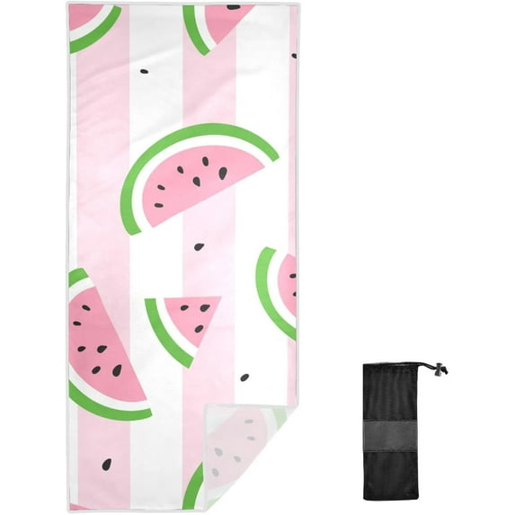 Coolnut Watermelon Pink Microfiber Beach Towel 60x30in,Oversized Lightweight Sand Free Towels Travel Swim Pool Yoga Gym Camping for Adults Women Men Beach Essentials Accessories