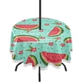 thumbnail image 1 of Coolnut Watermelon Round Tablecloth with Zipper Umbrella Hole, Waterproof Washable Polyester Fabric Table Cover for Outdoor Patio Garden Party, 60", 1 of 7