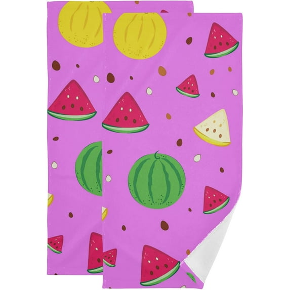 Coolnut Watermelon Soft Hand Towels, 2 PcsAbsorbent Bath Towel Decorative Fingertip Towels for Bathroom Gym Spa Hotel Beach Swimming Pool,14.4"x 28.3"