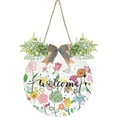 thumbnail image 1 of Coolnut Welcome Sign Hanging Plaque Sign Cute Flowers Porch Wall Front Door Garden Home Welcome Hanging Sign, 12x12 in Home Decor, 1 of 7