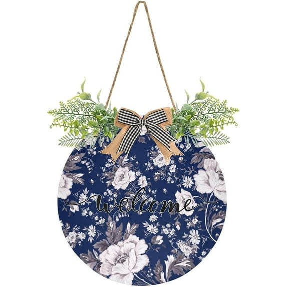 Coolnut Welcome Sign Hanging Plaque Sign Delicate Flowers Pattern Porch Wall Front Door Garden Home Welcome Hanging Sign, 12x12 in Home Decor