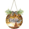 thumbnail image 1 of Coolnut Welcome Sign with Wreath for Front Door, Rustic Round Hanging Welcome Sign, Wall Housewarming Gift for Home 11.8in, Beautiful Paris Eiffel Tower Home Decor, 1 of 7