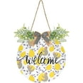 thumbnail image 1 of Coolnut Welcome Sign with Wreath for Front Door, Rustic Round Hanging Welcome Sign, Wall Housewarming Gift for Home 11.8in, Sloths on The Yellow Lemons Home Decor, 1 of 7