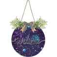 thumbnail image 1 of Coolnut Welcome Sign with Wreath for Front Door, Rustic Round Hanging Welcome Sign, Wall Housewarming Gift for Home 11.8in, Space Zodiac Constellations Galaxy Home Decor, 1 of 7