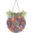thumbnail image 1 of Coolnut Welcome Sign with Wreath for Front Door, Rustic Round Hanging Welcome Sign, Wall Housewarming Gift for Home 11.8in, Talavera Ceramic Tile Home Decor, 1 of 7