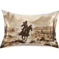 thumbnail image 1 of Coolnut Western Desert Cowboy Satin Pillowcase for Hair and Skin Silk Pillowcase Soft Sleeping Pillow Covers Smooth Cooling Pillowcase with Envelope Closure Size 20x30 in Home Decor Gifts, 1 of 7