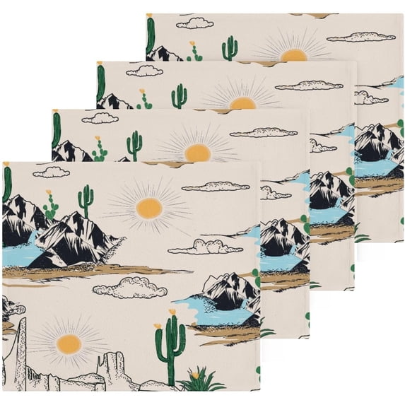 Coolnut Western Desert Landscape Washcloths Towels, Highly Absorbent and Soft Cotton Face Cloths, 2 Pack Quick Dry Wash Cloths - 12 X 12 Inches Washcloth Gift