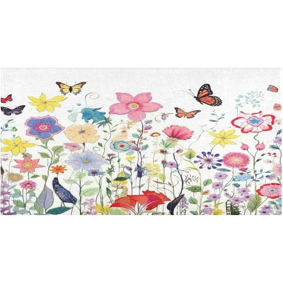 Coolnut Wildflowers Bath Mat, Dry Quickly Non Slip Absorbent Bath Rug, Soft Living Room Bedroom Home Floor Mats, Bath Mats for Bathroom, Tub and Shower 20" x 39" Home Decor