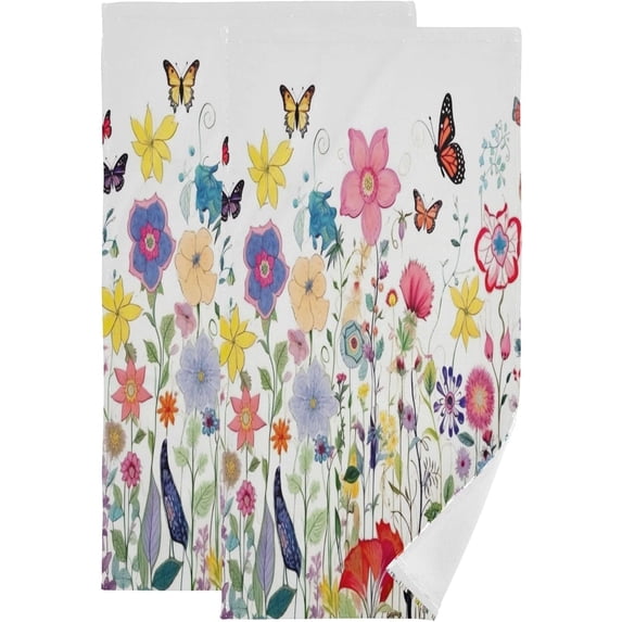 Coolnut Wildflowers Hand Towels Set of 2 Ultra Soft and Highly Absorbent Bathroom Decorative Towels Breathable & Comfort Fingertip Towels for Bathroom Gym Shower Spa 14x28 Inch Wash cloth