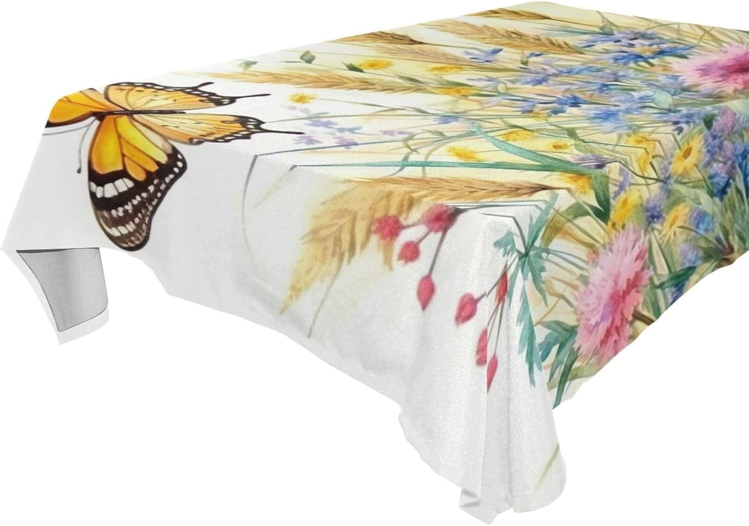 Coolnut Wildflowers Rectangle Tablecloth Waterproof Polyester Table