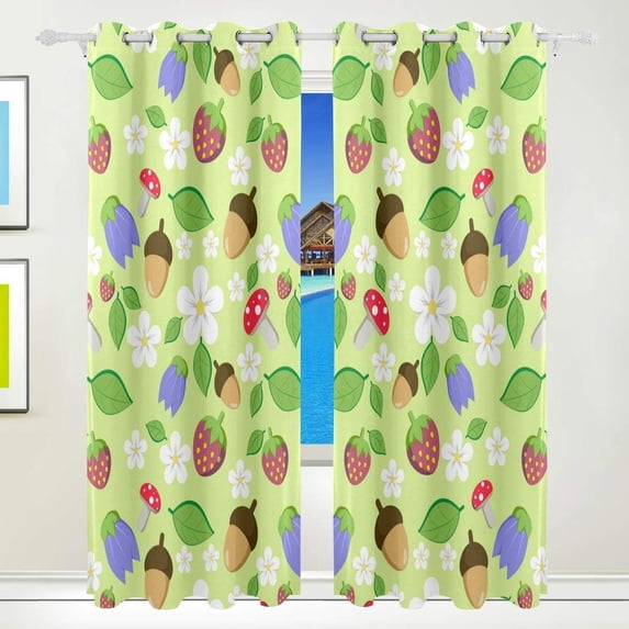 Coolnut Window Curtain Panels Forest Floral Pattern Grommet Top Room Darkening Thermal Insulated Blackout Window Treatment Drapes 2 Panels W55 x L84 In
