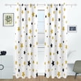 thumbnail image 1 of Coolnut Window Curtain Panels Gold Black Stars On White Grommet Top Room Darkening Thermal Insulated Blackout Window Treatment Drapes 2 Panels W55 x L84 In, 1 of 5