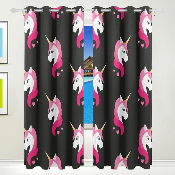 Coolnut Window Curtain Panels Seamless Unicorns Grommet Top Room Darkening Thermal Insulated Blackout Window Treatment Drapes 2 Panels W55 x L84 In