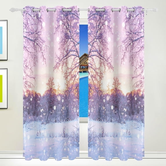Coolnut Window Curtain Panels Snowing Outside Grommet Top Room Darkening Thermal Insulated Blackout Window Treatment Drapes 2 Panels W55 x L84 In