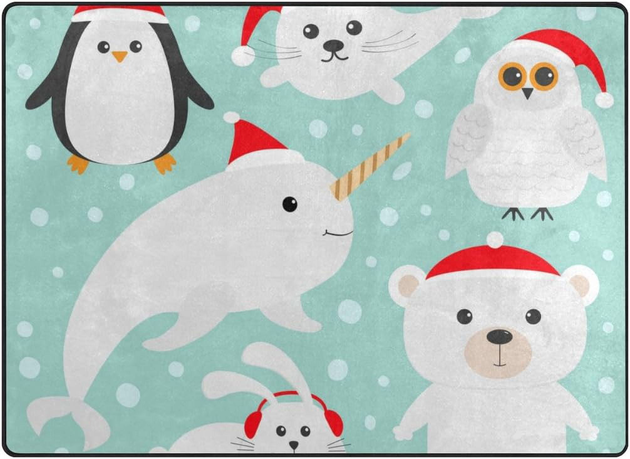 Coolnut Winter Animals 80 x 58 inches Lightweight Soft Area Rug Mat ...