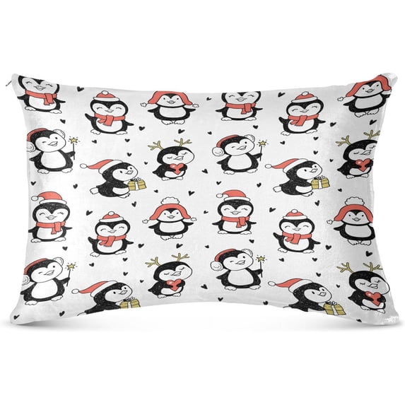 Coolnut Winter Cute Penguins Pillowcase Queen Size, Super Soft Pillow Shams Covers, Plush Cozy Pillow Cases with Zipper, 20" X 30"(583) Home Decor Gifts