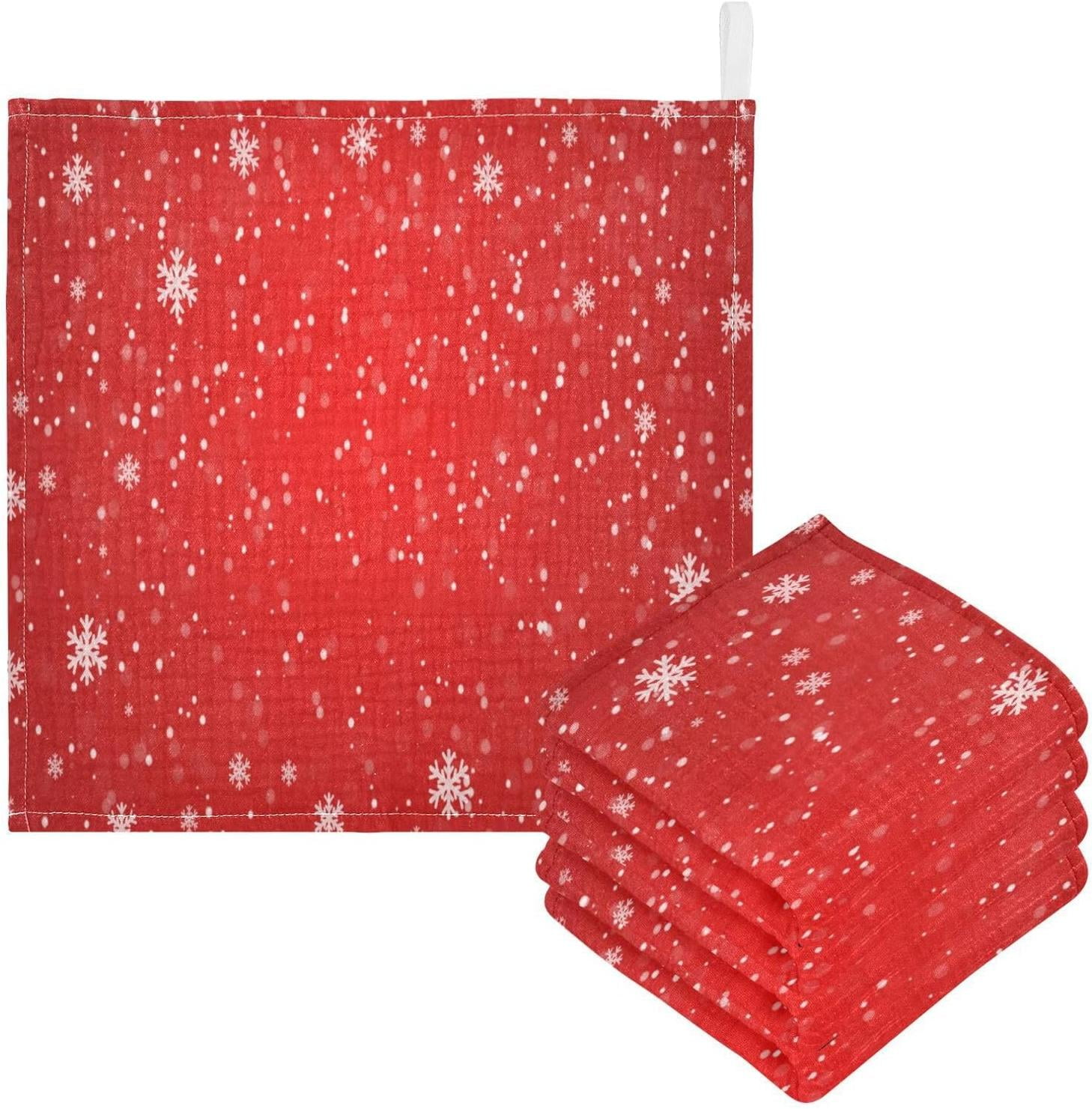 Coolnut Winter Red Snow Baby Muslin Washcloths Face Towel, Christmas