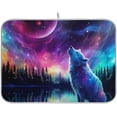 thumbnail image 1 of Coolnut Wolf Galaxy Forest Dish Drying Mat for Kitchen Counter, Ultra Absorbent Reversible Microfiber Dishes Drying Rack Pad Heat-resistant Mats 16x18in Home Decor, 1 of 7