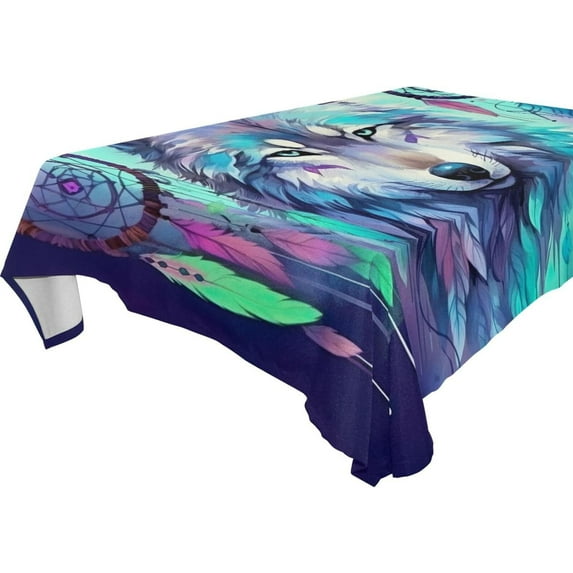 Coolnut Wolf Rectangle Tablecloth Waterproof Polyester Table Clothative Stain Resistant & Wrinkle Resistant Washable Table Cover for Dining Table/Party/Camping 54x54 Inch Decor Gift