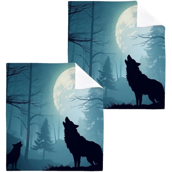 Coolnut Wolf Washcloths 6 Pack, Highly Absorbent Soft Cotton Fingertip Towels for Bathroom, Kitchen, Gym, Spa, Home Decor, 12 x 12 Inch Washcloth Gift
