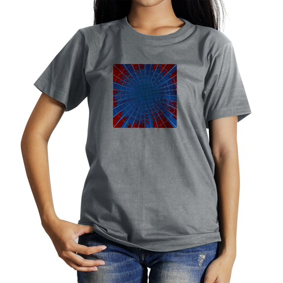 Coolnut Womens T Shirts Fashion Tops, Red And Blue Spider Web Cartoon Background Women's Basic Short Sleeve Tees, Grey Lightweight Casual Summer Clothes, M