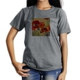 thumbnail image 1 of Coolnut Womens T Shirts Fashion Tops, Red Flowers At Dusk Women's Basic Short Sleeve Tees, Grey Lightweight Casual Summer Clothes, S, 1 of 6