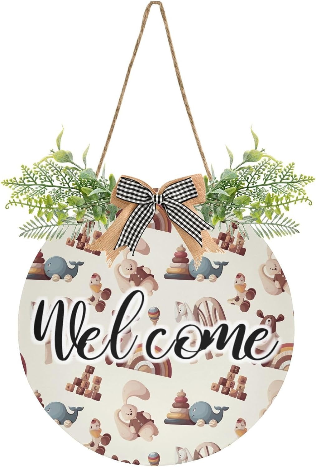 Coolnut Wooden Push Toys Front Door Round, Hanging Welcome Sign, Front ...