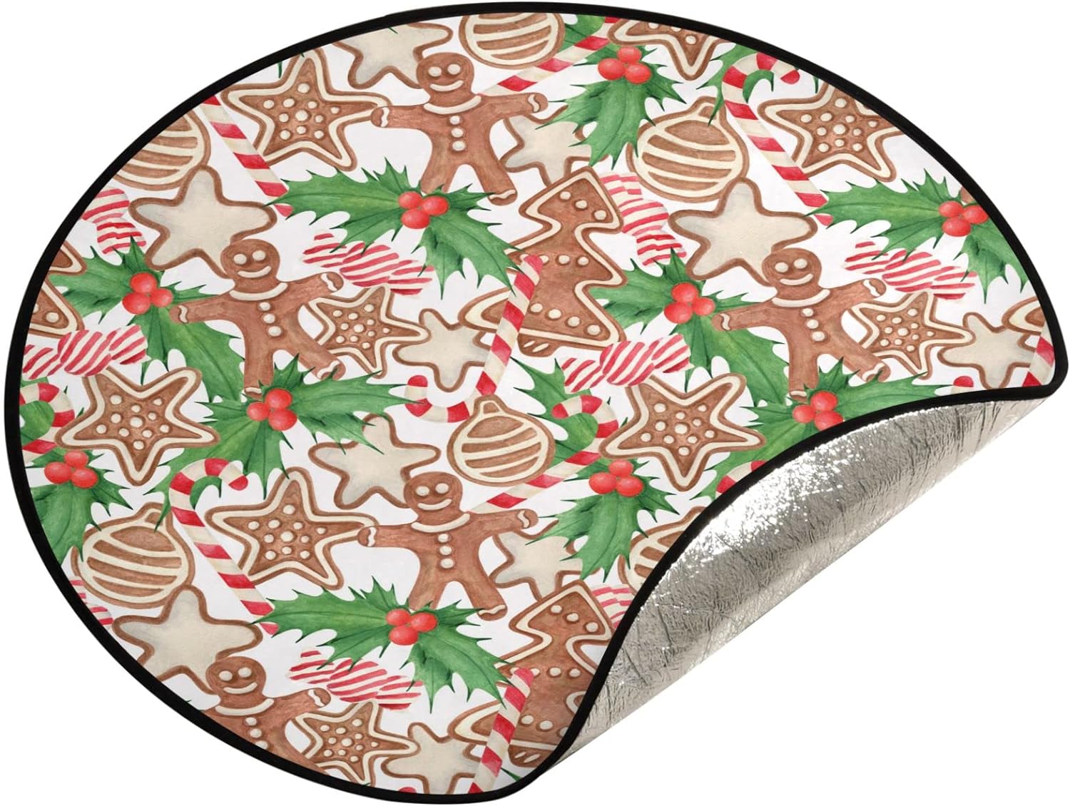 Coolnut Xmas Gingerbread Cookie Christmas Tree Mats Waterproof Tree