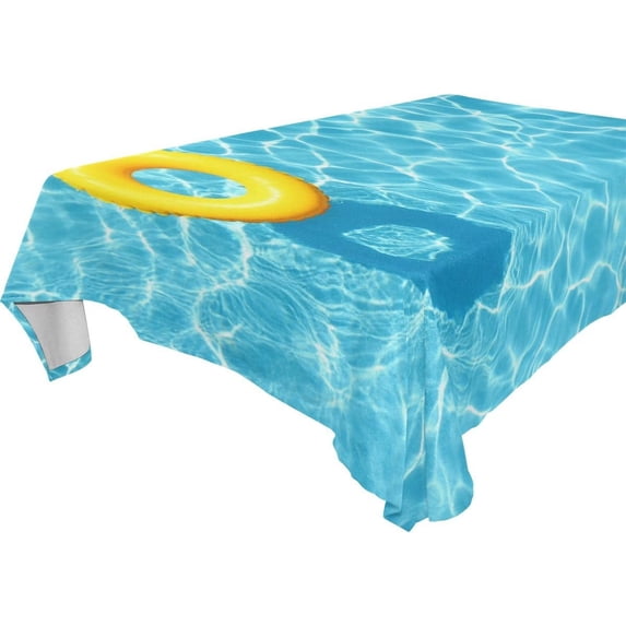 Coolnut Yellow Swim Ring Floating Swimming Pool Tablecloth,54"x54" Modern Table Cover for Home Decoration, Spill Proof Cloth Washableablecloth, 54"x54" Dinner Table Cover for Dinner Picnices