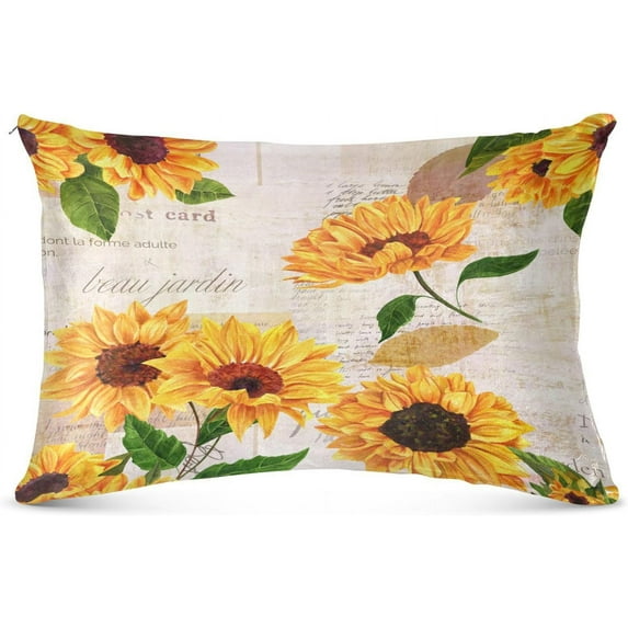 Coolnut Yellow Watercolor Sunflowers Pillowcases, Soft and Cozy Decor Giftsative Pillow Cases with Hidden Zipper for Bedroom, Sofa, Couch, Queen Size 20x30 Inches(298)