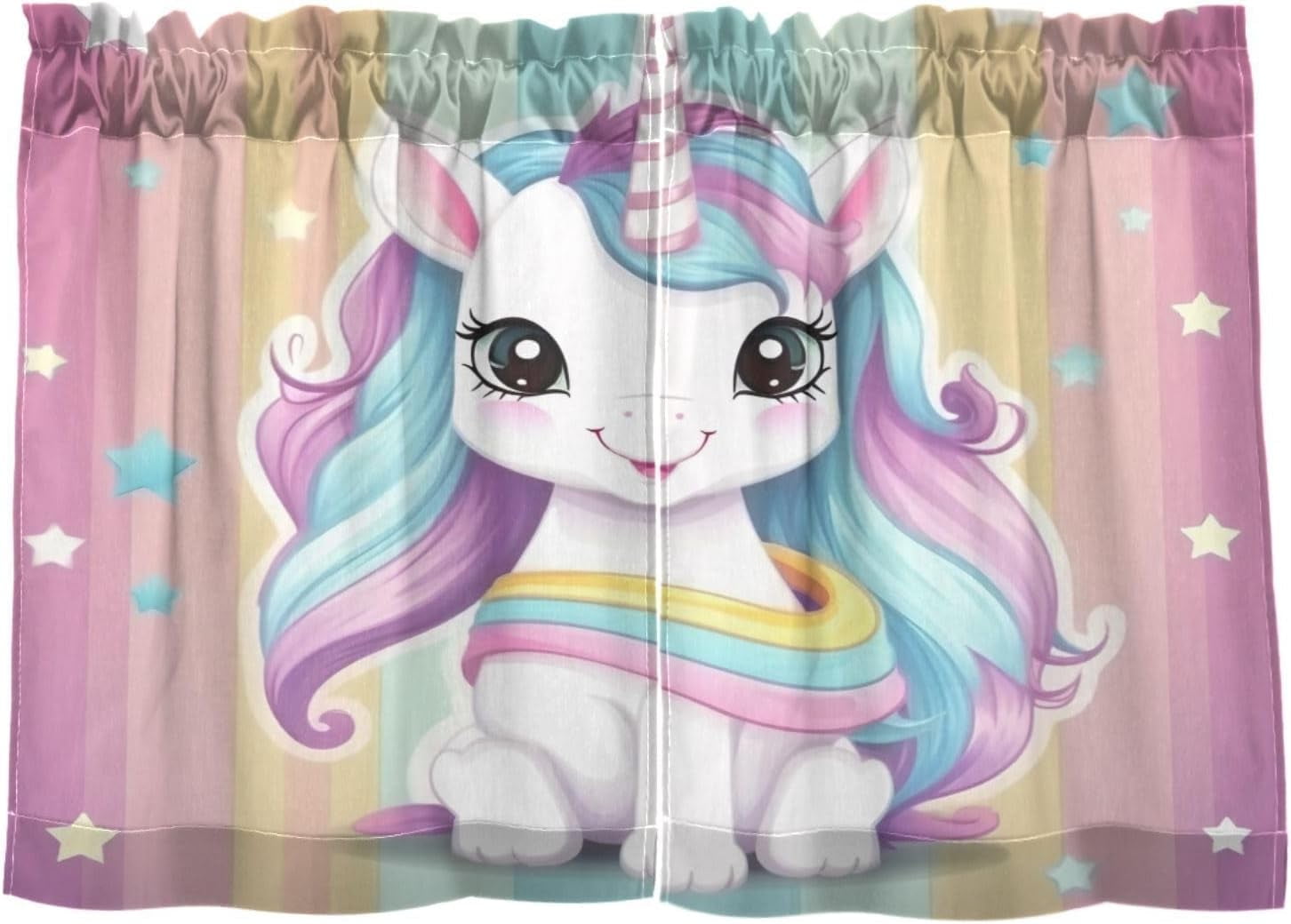 Rainbow Unicorn Blackout Curtains For Girls Bedroom 2 Panel