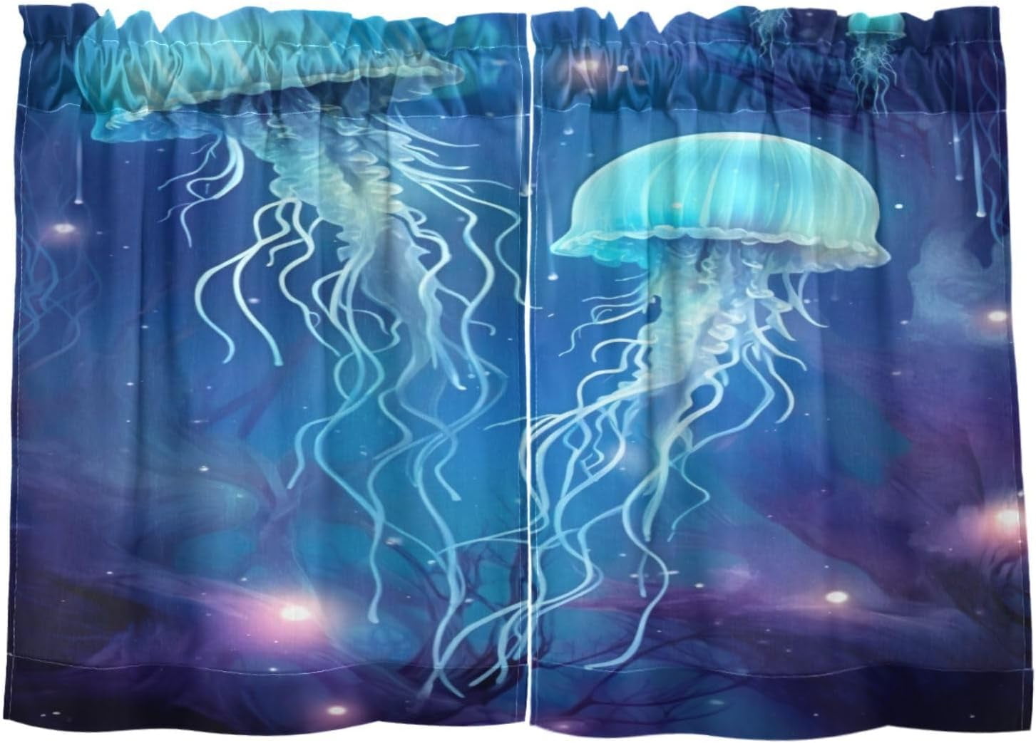 Coolnuti Glowing Jellyfish Valances for Windows 24 Inch Small Window