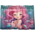 thumbnail image 1 of Coolnuti Pink Mermaid Girl Valances for Windows 36 Inch Small Window Blackout Valance Curtains Rod Pocket Window Curtains Treatment for Kitchen Bathroom Cafe, 1 Panel Home Decor, 1 of 7