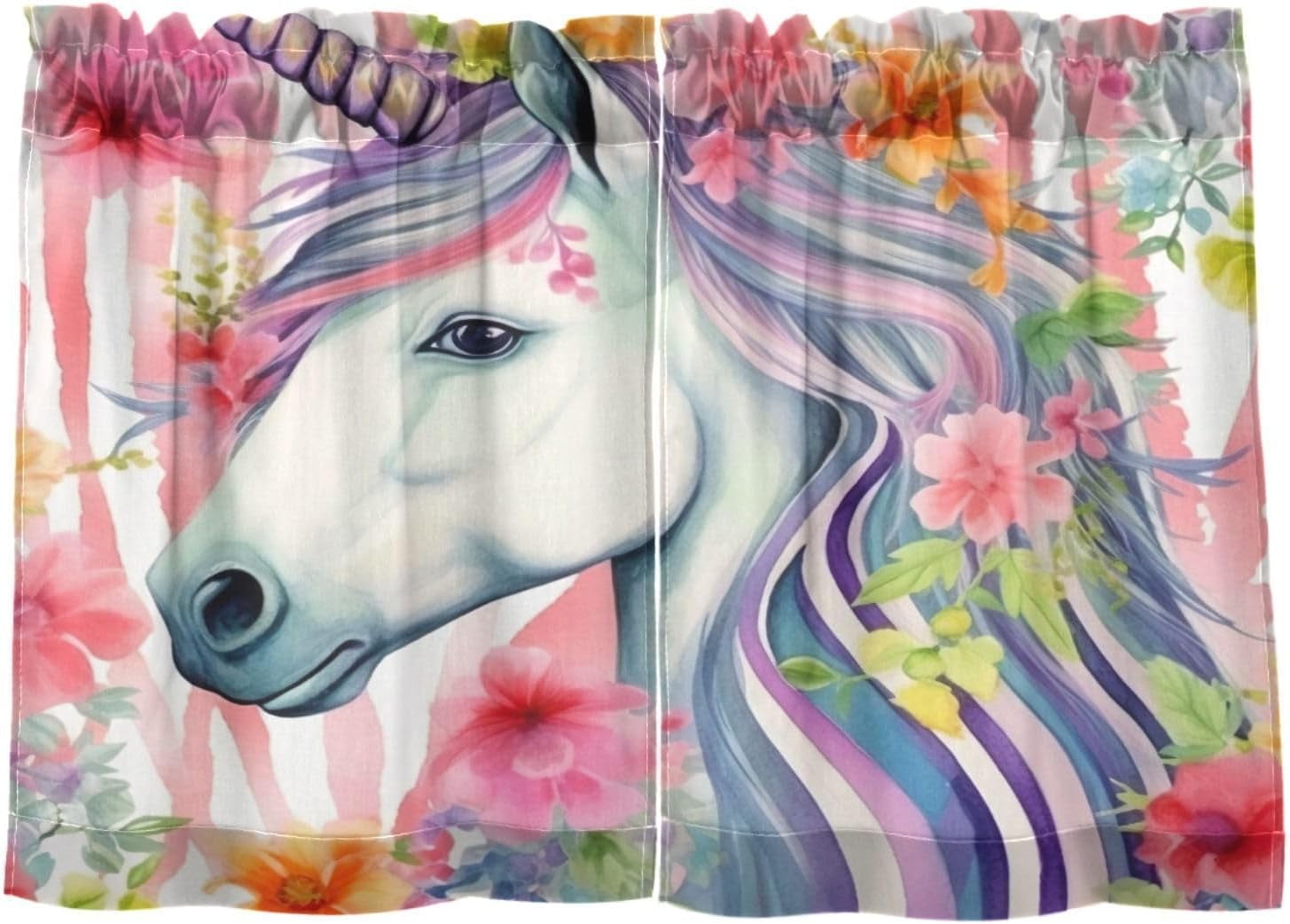 Unicorn Curtains Kawaii Rainbow Unicorn Black Out Curtains Teens Butterfly Galaxy Window Curtains Drapes Cartoon Ombre Unicorn Darkening Curta