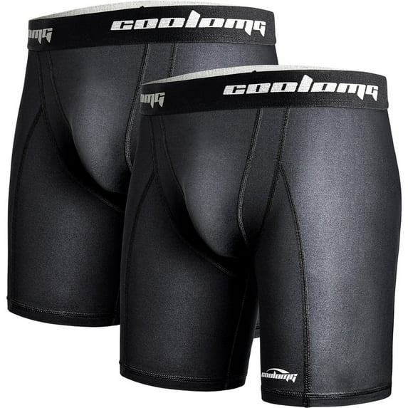 Coolomg 2-Pack Youth Boys Compression Shorts with Cup Pocket (No Cup) for Baseball Football MMA Lacrosse