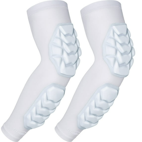 Coolomg Arm Pads Padded Forearm Elbow Sleeves Protection Support for Football Basketball Volleyball White XL