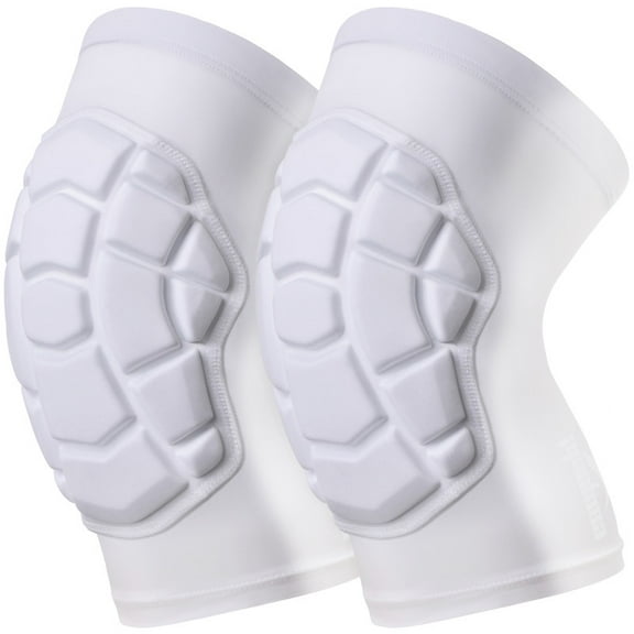 Coolomg Knee Pads Short Wrestling Basketball Football Volleyball Youth Kids Adult Protective Knee Compression Sleeves White S