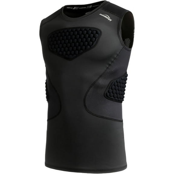 Coolomg Mens Baseball Chest Rib Protector Adult Football Padded Compression Shirt Heart Sternum Guard for Rugby Lacrosse