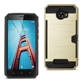 thumbnail image 1 of Coolpad Defiant Slim Armor Hybrid Case With Card Holder In Gold, 1 of 4