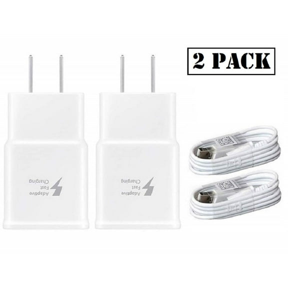 Coolpad Quattro 4G Adaptive Fast Charger Micro USB 2.0 Charging Kit [2x Wall Charger + 2x Micro USB Cable] Dual voltages for up to 60% Faster Charging! White