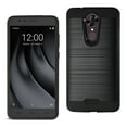 thumbnail image 1 of Coolpad Revvl Plus Hybrid Metal Brushed Texture Case In Black, 1 of 4