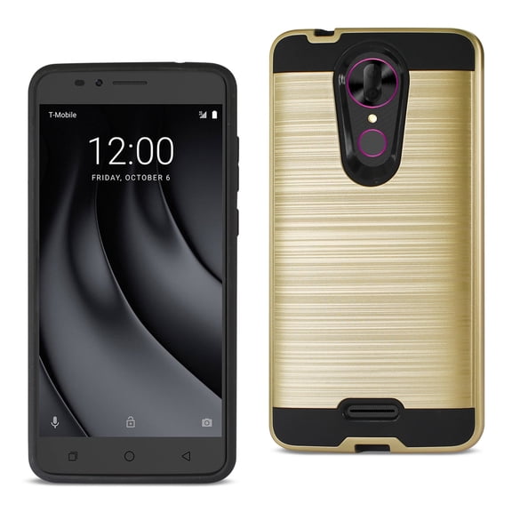 Coolpad Revvl Plus Hybrid Metal Brushed Texture Case In Gold