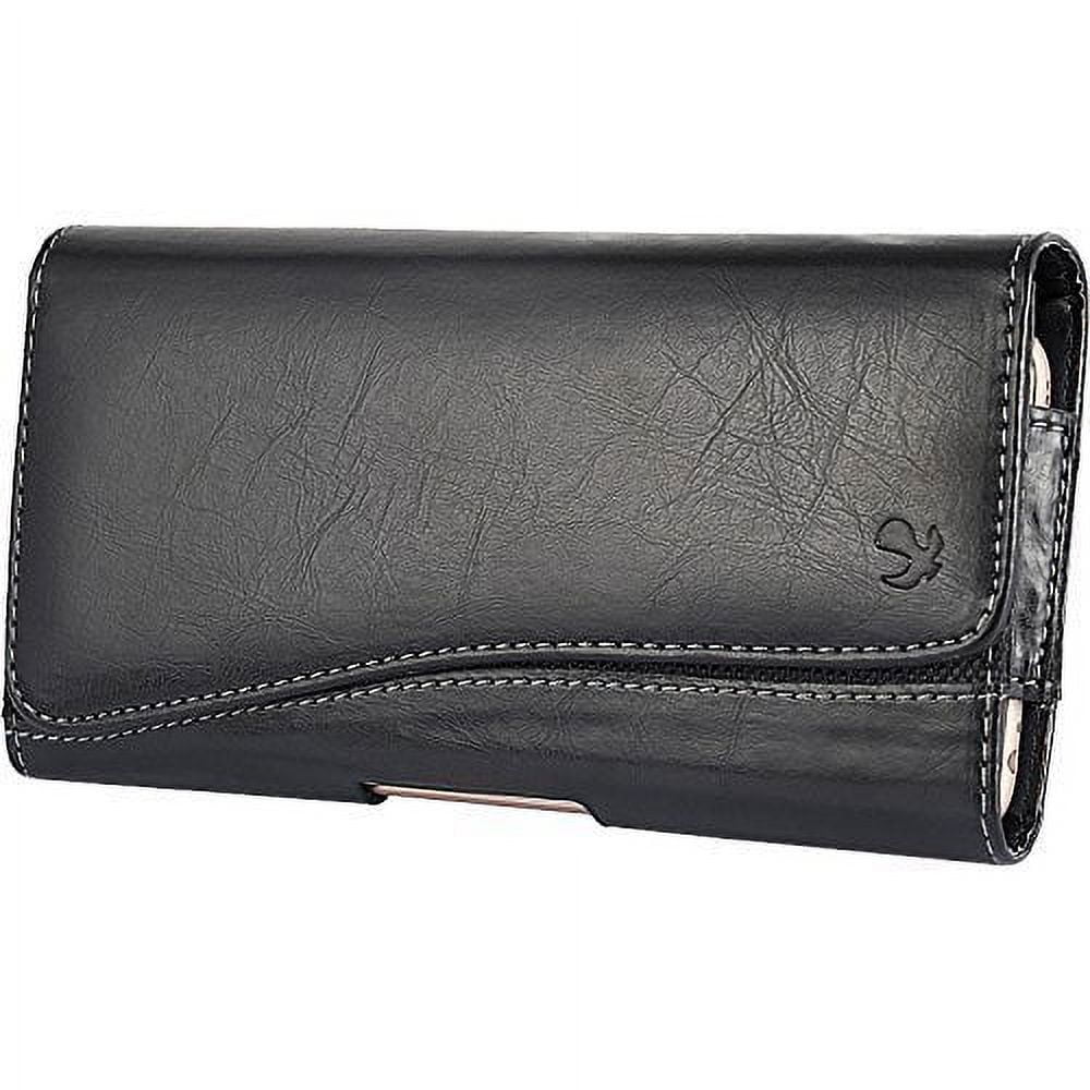 Coolpad Rogue Horizontal Leather Pouch Case Holster Belt Clip Black