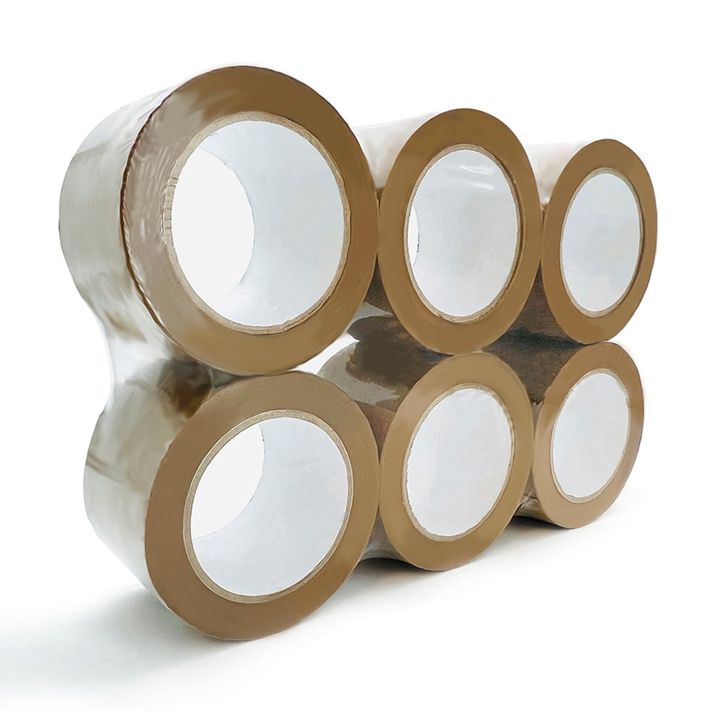 Coolpkg 6 Rolls 2 inch x 110 Yards, 330ft, Tan Carton Tape, Sealing Packing Tape for Shipping