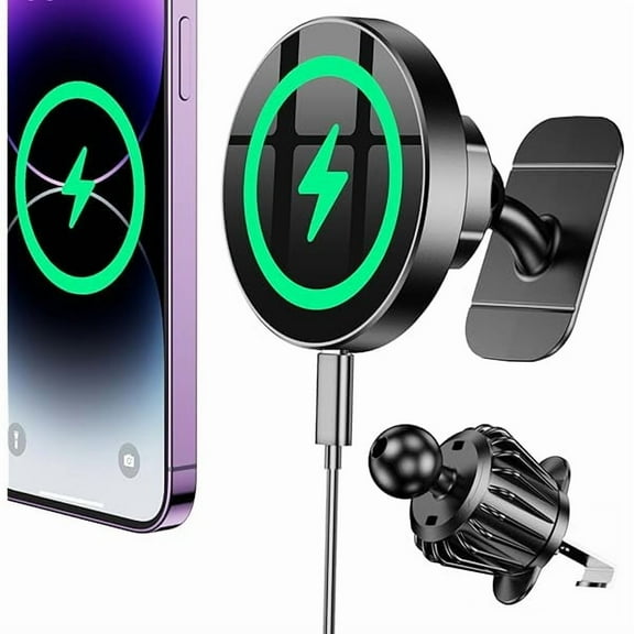 Coolpow for Magsafe Car Mount Charger Wireless Car Charger Mount【Vent+Dash+Wall 】 Magsafe Car Charger for iPhone 16 Pro Max Car Mount Charger 15 14 13 12 Plus【Super Magnet】 Magnetic Wireless Car